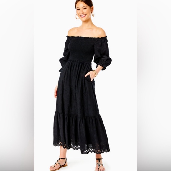 Lilly Pulitzer Dresses & Skirts - NWOT Lilly Pulitzer Arlynn black eyelet dress Size XL